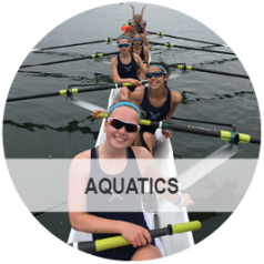 Aquatics - Photo: A team of rowers pose for a picture while in their crewboat