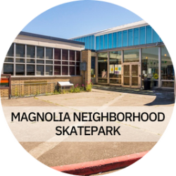 A photo of the outside of the Magnolia Community Center.